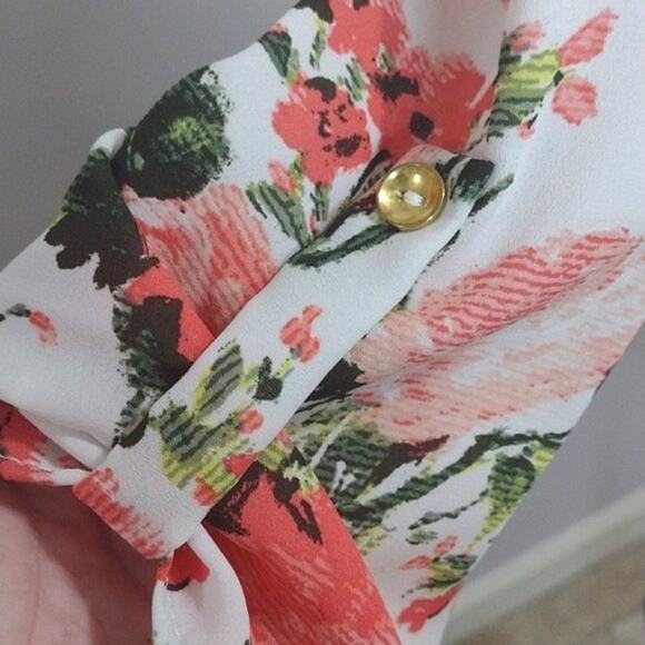 Melina Pink and Green Floral Garden Romper - Picture 3 of 6